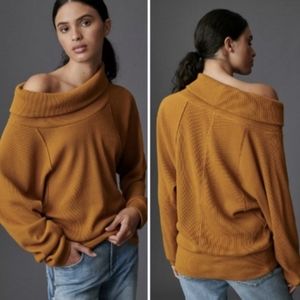 Anthropologie Pilcro Angie Waffle Mockneck Top